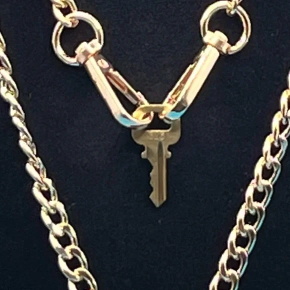 Louis Vuitton Gold Brass Padlock and Key Necklace Set #308 - Picture 2 of 3